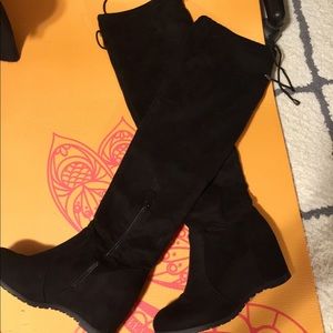 Knee-high wedge boots